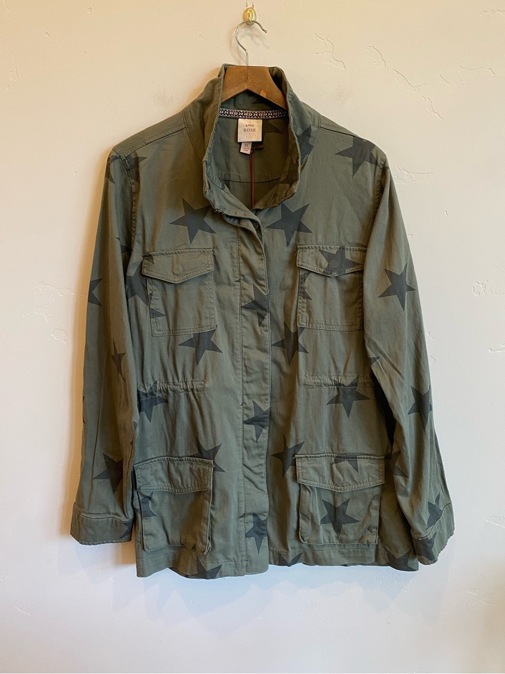 KNOX ROSE Target Olive Green Star Print Miltiary Utility Jacket
